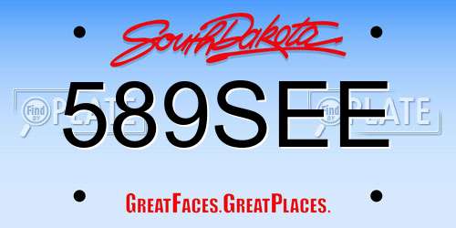 589SEE South Dakota License Plate