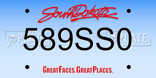 589SS0 South Dakota License Plate