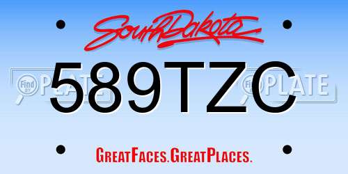 589TZC South Dakota License Plate