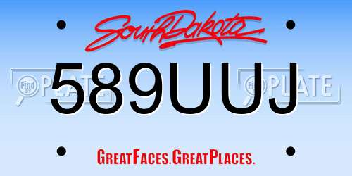 589UUJ South Dakota License Plate