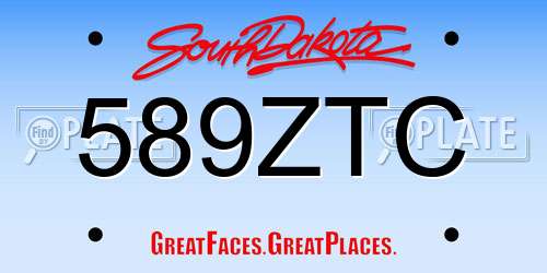 589ZTC South Dakota License Plate