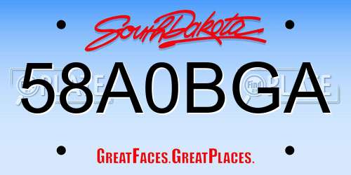 58A0BGA South Dakota License Plate