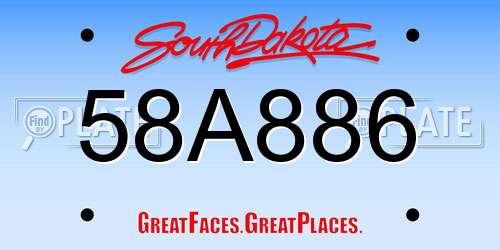 58A886 South Dakota License Plate