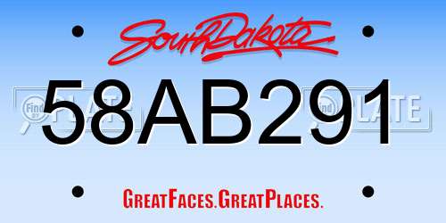 58AB291 South Dakota License Plate
