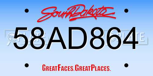 58AD864 South Dakota License Plate