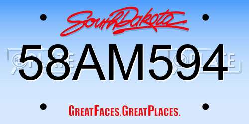 58AM594 South Dakota License Plate