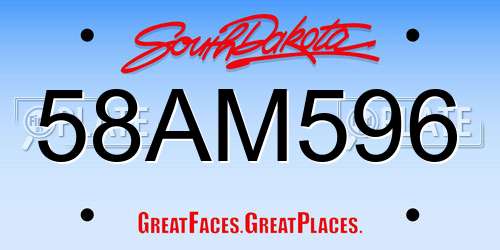 58AM596 South Dakota License Plate
