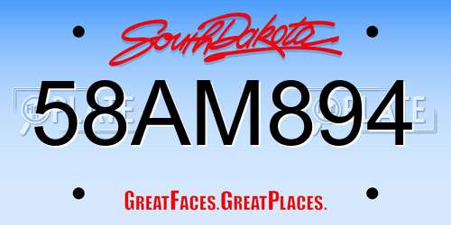 58AM894 South Dakota License Plate