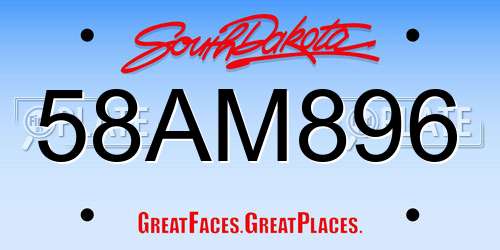 58AM896 South Dakota License Plate