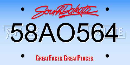 58AO564 South Dakota License Plate