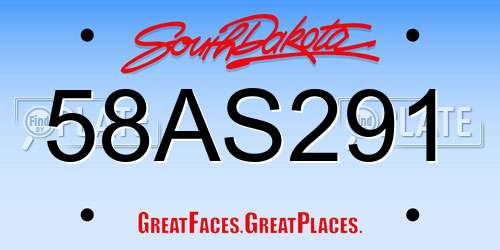 58AS291 South Dakota License Plate