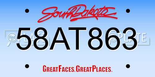 58AT863 South Dakota License Plate