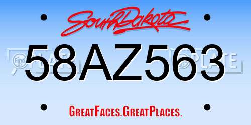58AZ563 South Dakota License Plate