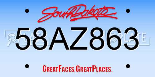 58AZ863 South Dakota License Plate