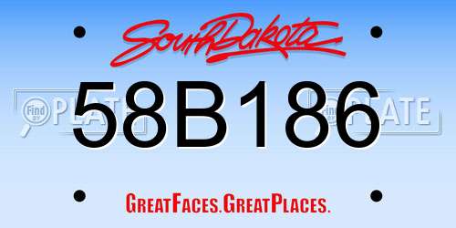 58B186 South Dakota License Plate