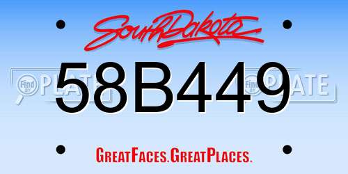 58B449 South Dakota License Plate