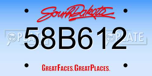 58B612 South Dakota License Plate