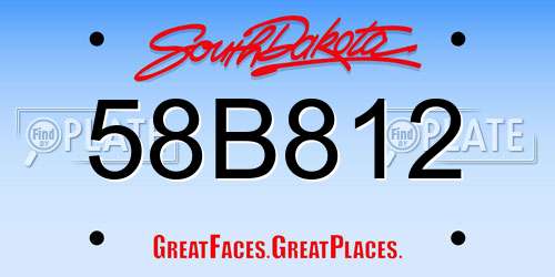 58B812 South Dakota License Plate