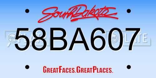 58BA607 South Dakota License Plate