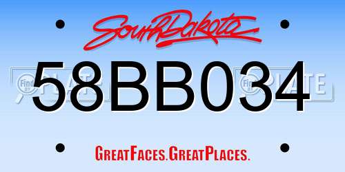 58BB034 South Dakota License Plate