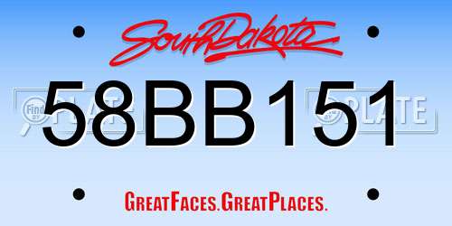 58BB151 South Dakota License Plate