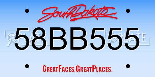 58BB555 South Dakota License Plate
