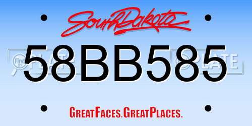 58BB585 South Dakota License Plate