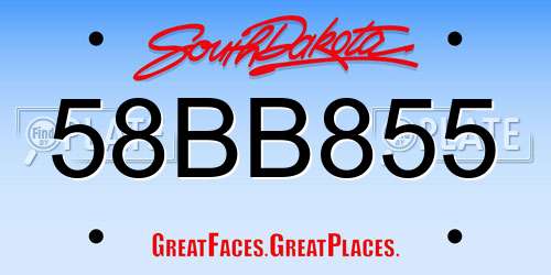 58BB855 South Dakota License Plate
