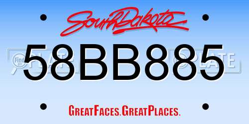 58BB885 South Dakota License Plate