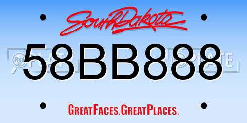 58BB888 South Dakota License Plate