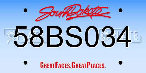 58BS034 South Dakota License Plate