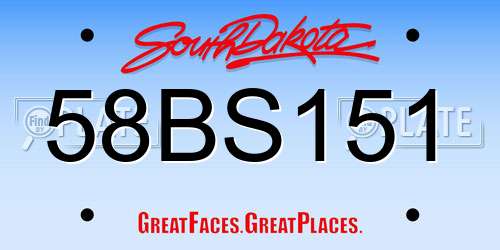 58BS151 South Dakota License Plate