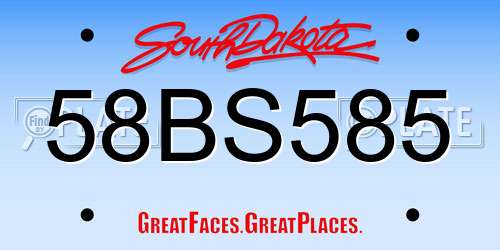 58BS585 South Dakota License Plate