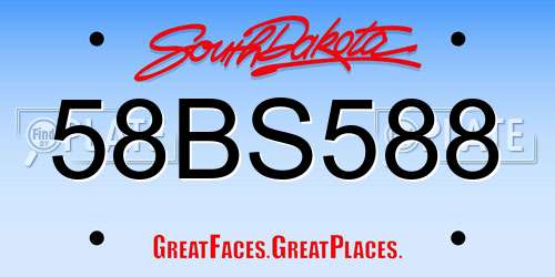 58BS588 South Dakota License Plate
