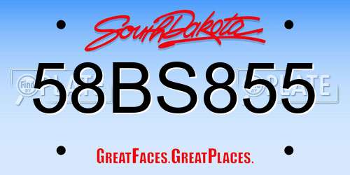 58BS855 South Dakota License Plate