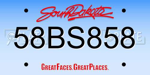 58BS858 South Dakota License Plate