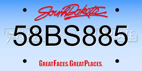 58BS885 South Dakota License Plate