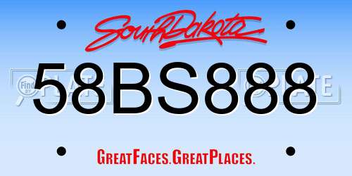 58BS888 South Dakota License Plate
