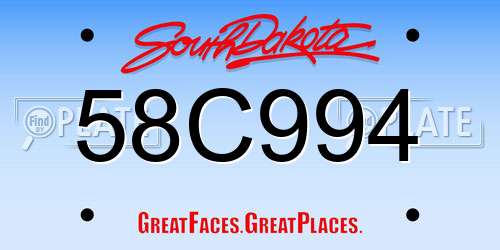 58C994 South Dakota License Plate