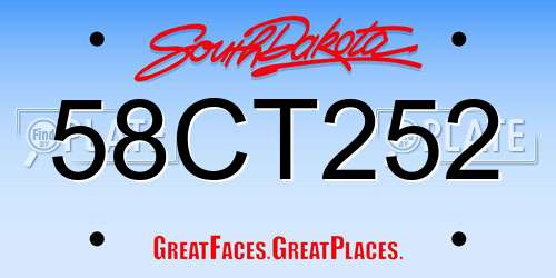 58CT252 South Dakota License Plate