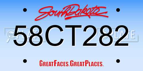 58CT282 South Dakota License Plate