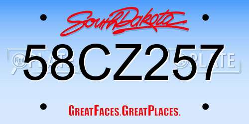 58CZ257 South Dakota License Plate