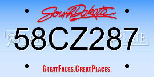 58CZ287 South Dakota License Plate