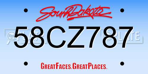 58CZ787 South Dakota License Plate