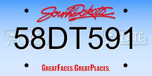 58DT591 South Dakota License Plate