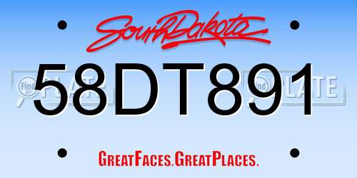58DT891 South Dakota License Plate