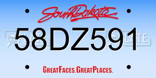 58DZ591 South Dakota License Plate