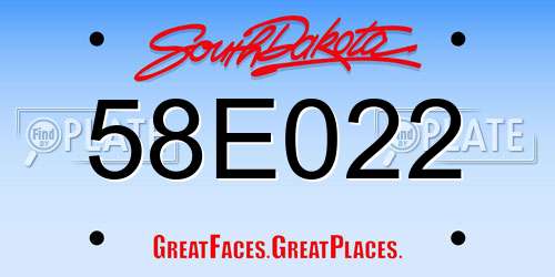 58E022 South Dakota License Plate