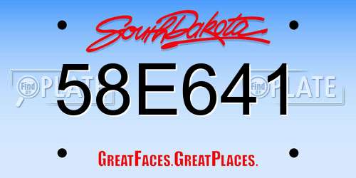 58E641 South Dakota License Plate