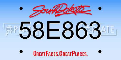 58E863 South Dakota License Plate